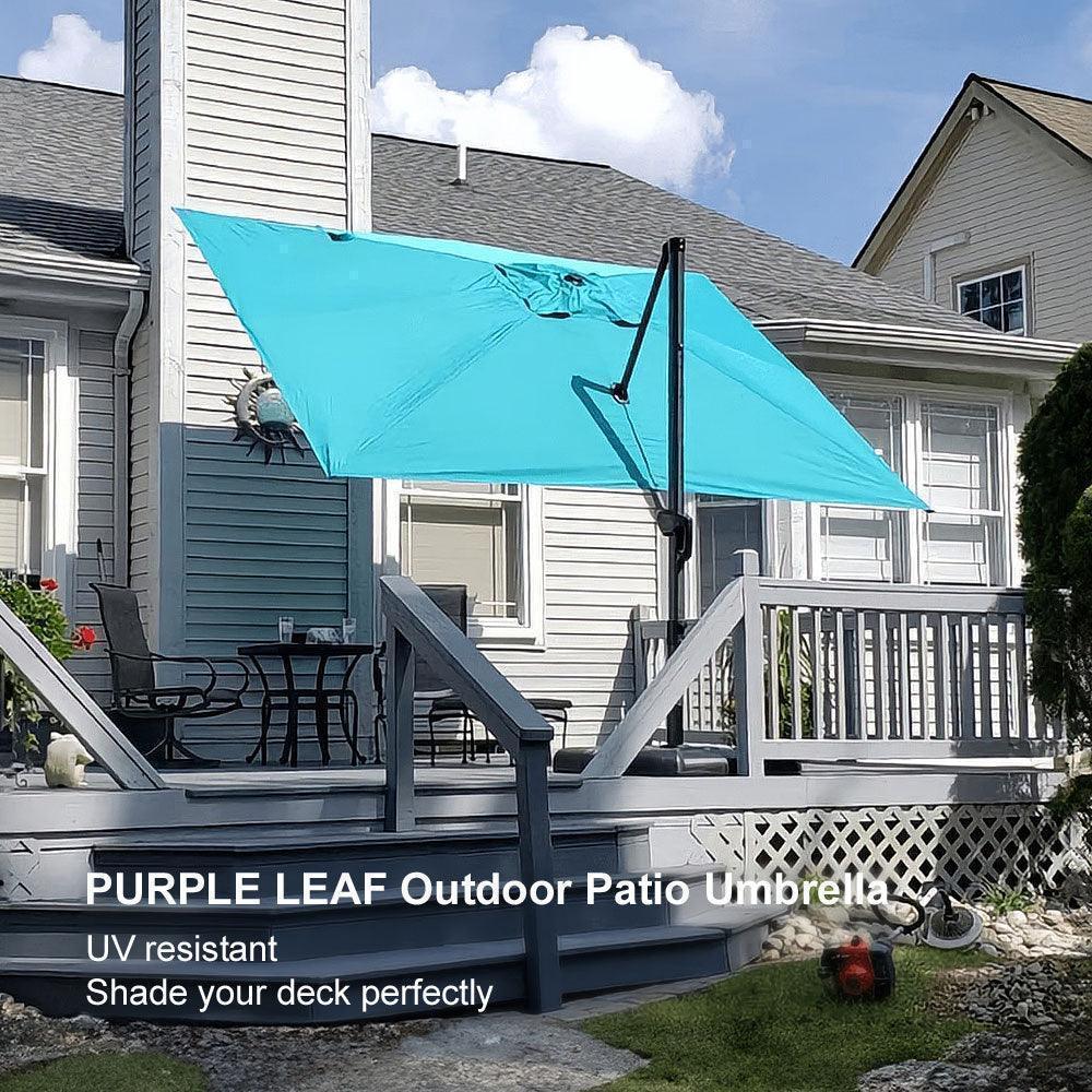 PURPLE LEAF Affordable Patio Umbrella with Base, Square and Rectangular Outdoor Umbrella