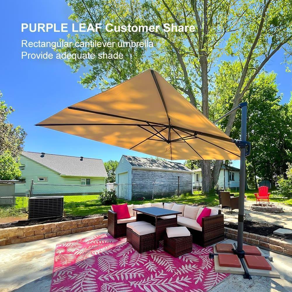 PURPLE LEAF Affordable Patio Umbrella with Base, Square and Rectangular Outdoor Umbrella