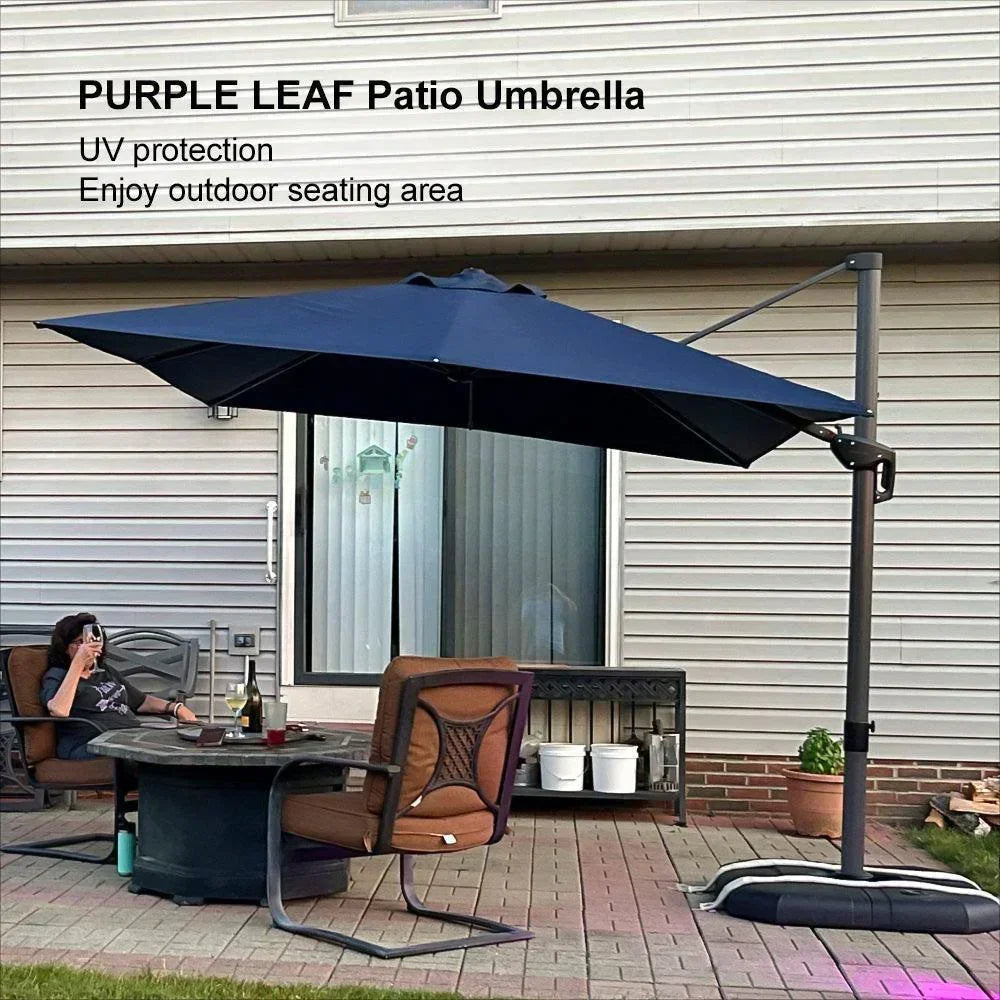 PURPLE LEAF Affordable Patio Umbrella with Base, Square and Rectangular Outdoor Umbrella