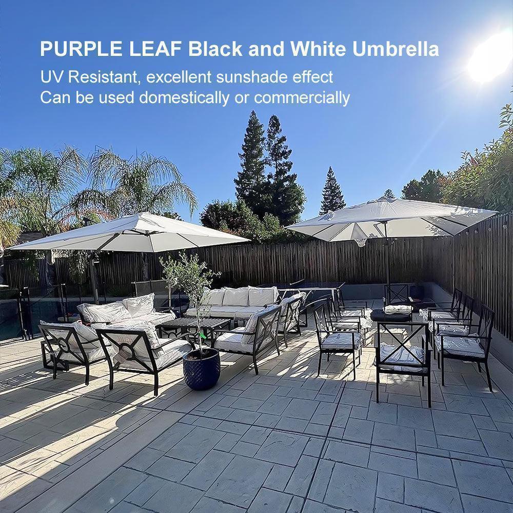 PURPLE LEAF Affordable Patio Umbrella with Base, Square and Rectangular Outdoor Umbrella