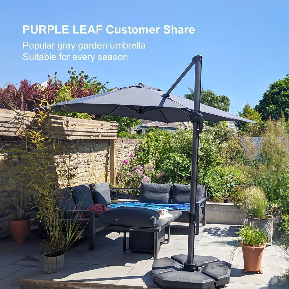 PURPLE LEAF Affordable Patio Umbrella with Base, Square and Rectangular Outdoor Umbrella