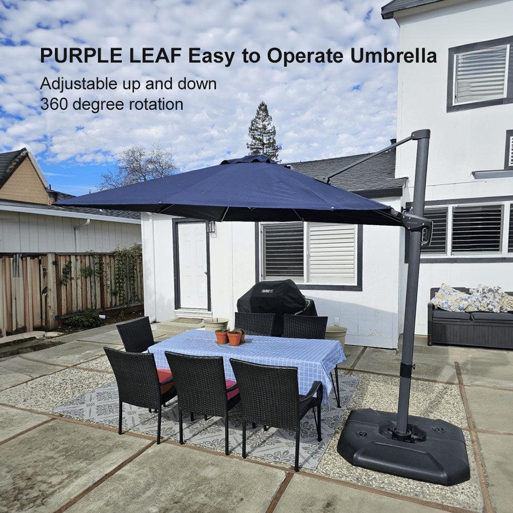 PURPLE LEAF Affordable Patio Umbrella with Base, Square and Rectangular Outdoor Umbrella