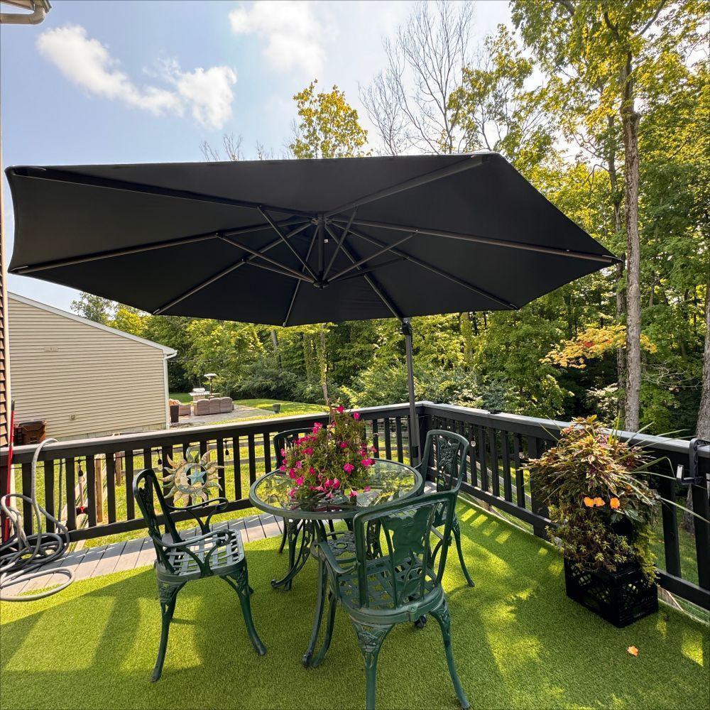 PURPLE LEAF Affordable Outdoor Umbrella with Base, Round Cantilever Umbrella for Garden