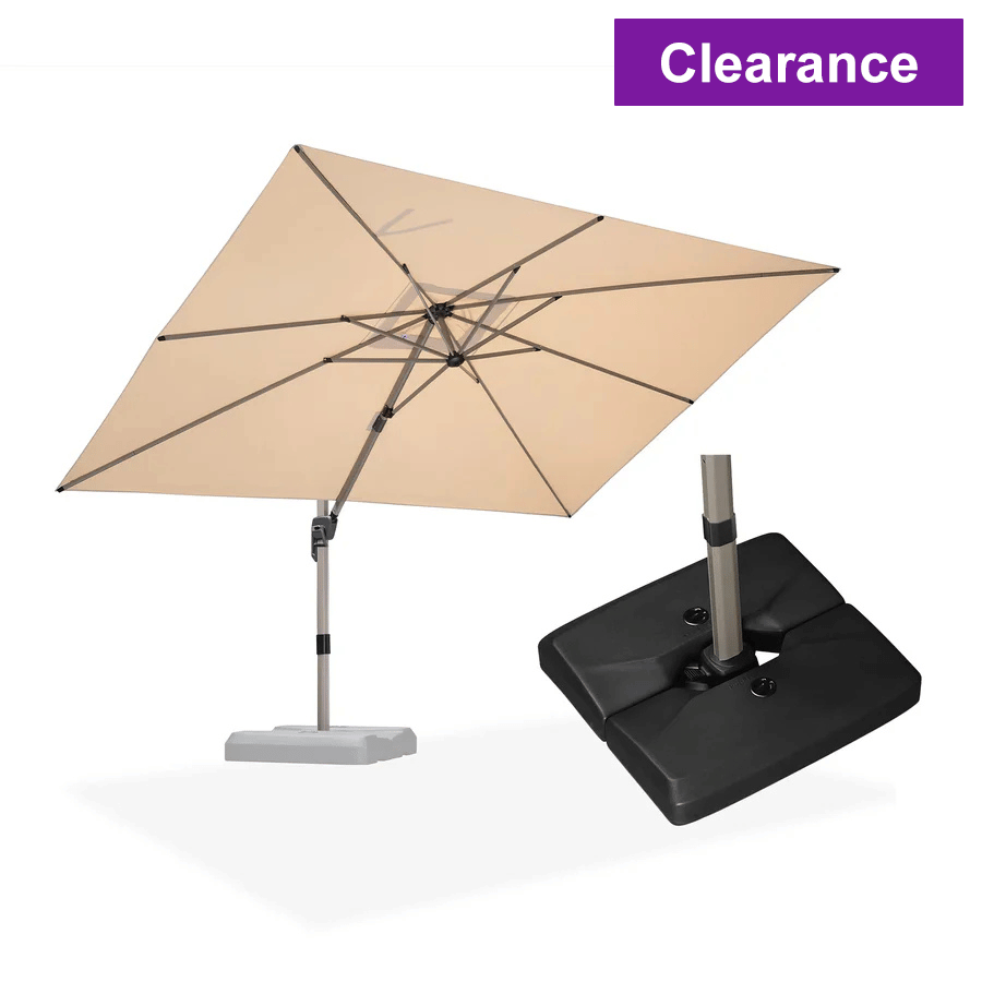 PURPLE LEAF Hailar Deluxe Aluminum Patio Umbrella with Base, Square and Rectangular Umbrella