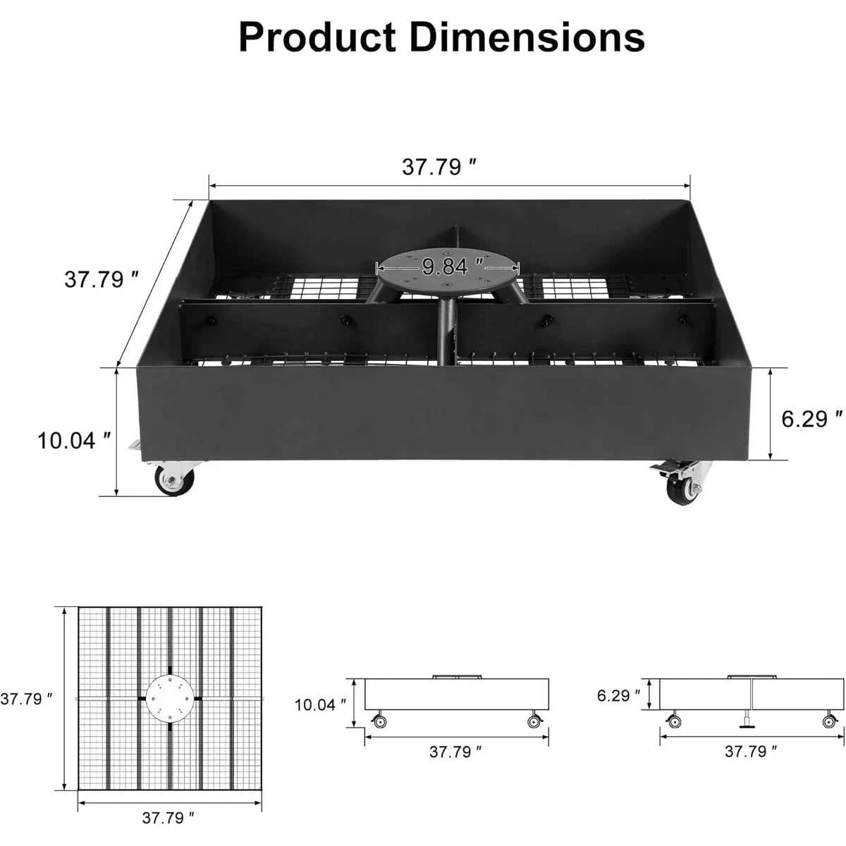 PURPLE LEAF Heavy-Duty Fillable Base with Wheels for Cantilever Patio Umbrellas