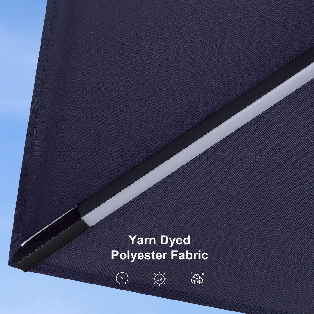 PURPLE LEAF – Parasol de terrasse déporté 10ft avec éclairage LED, rotation 360° et inclinaison