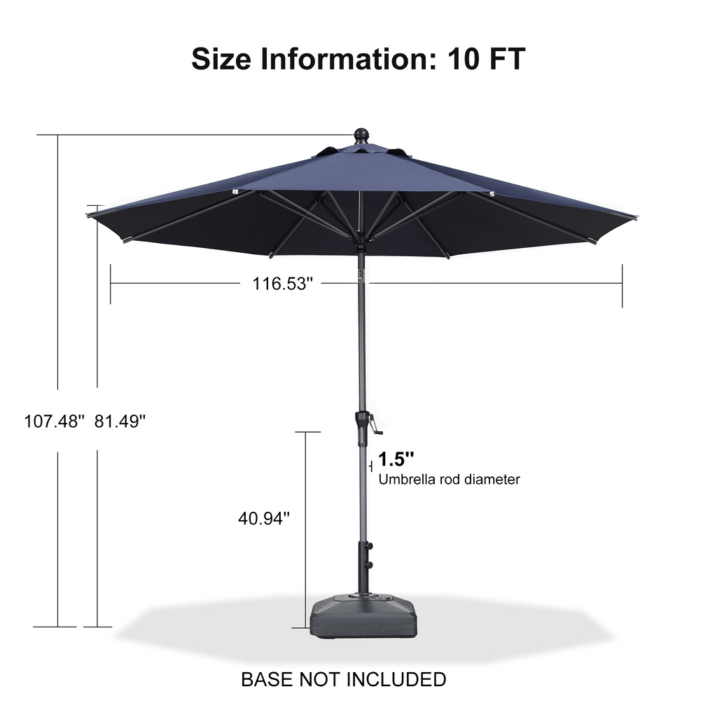 PURPLE LEAF Round Tiltable Patio Umbrella Poolside Porch Table Umbrella