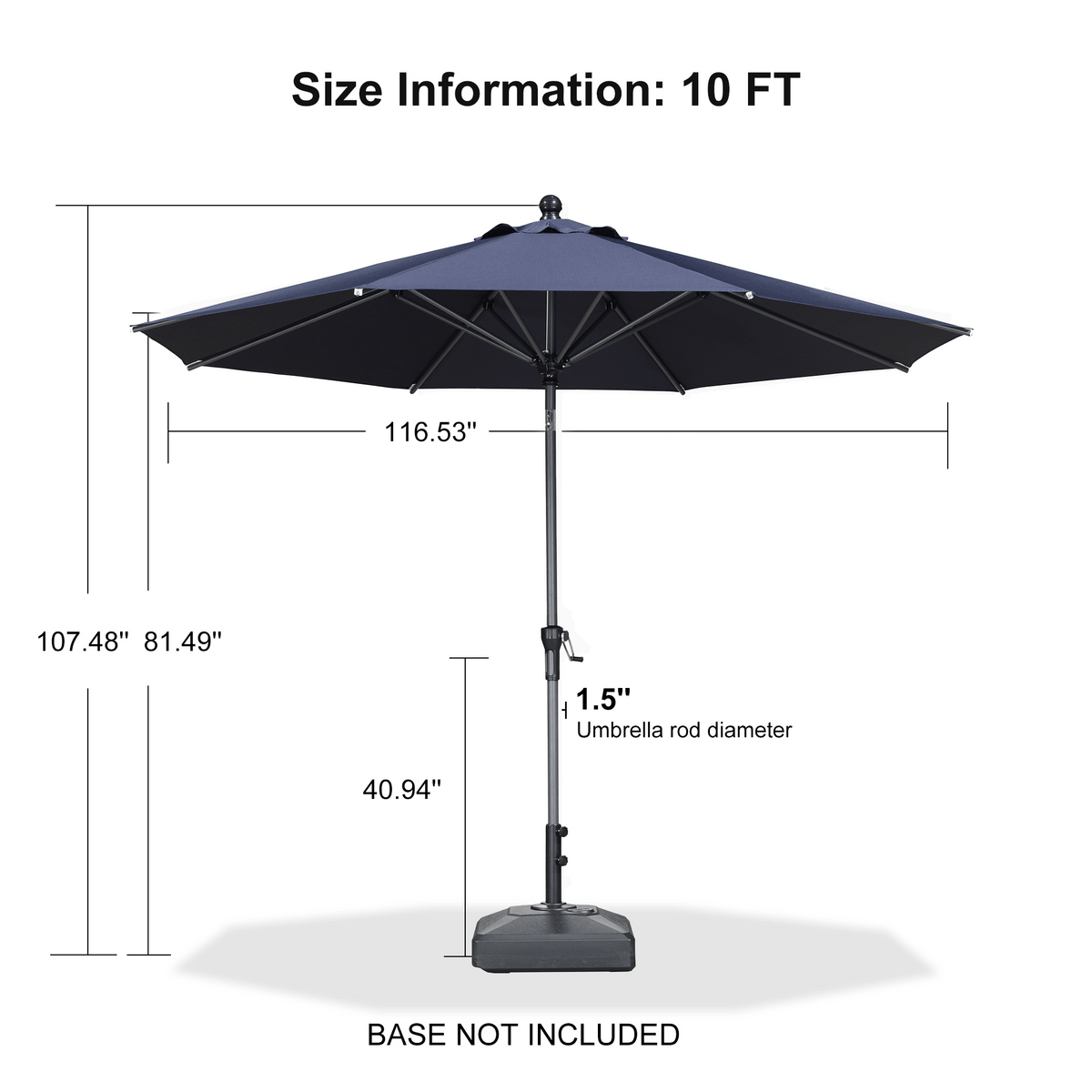 PURPLE LEAF Round Tiltable Patio Umbrella Poolside Porch Table Umbrella