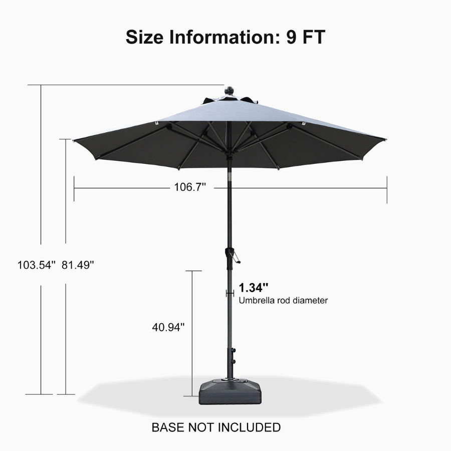 PURPLE LEAF Round Tiltable Patio Umbrella Poolside Porch Table Umbrella