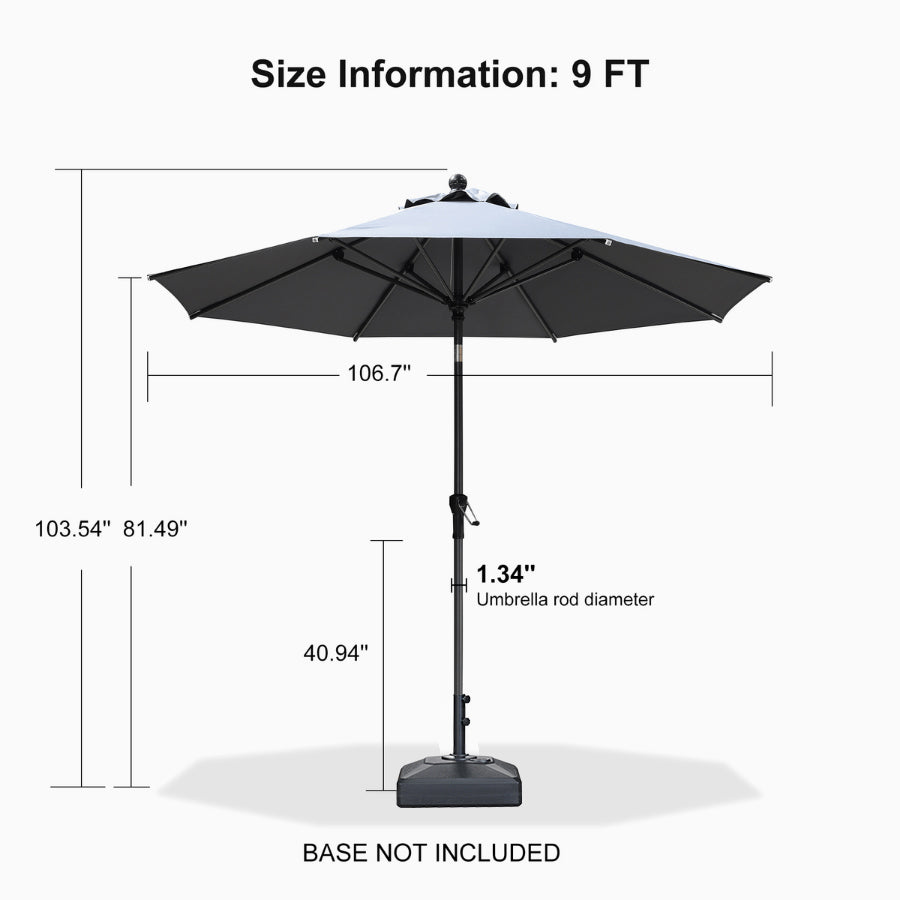 PURPLE LEAF Round Tiltable Patio Umbrella Poolside Porch Table Umbrella