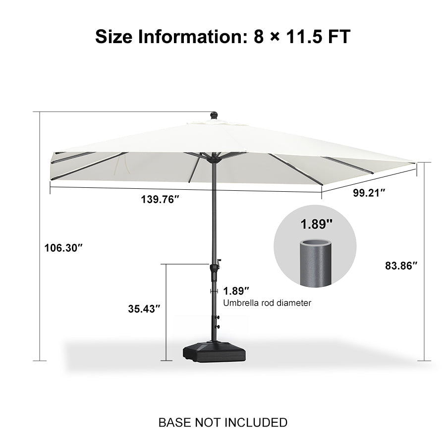 PURPLE LEAF Aluminum Patio Table Umbrella Heavy Duty Market Umbrella with Base
