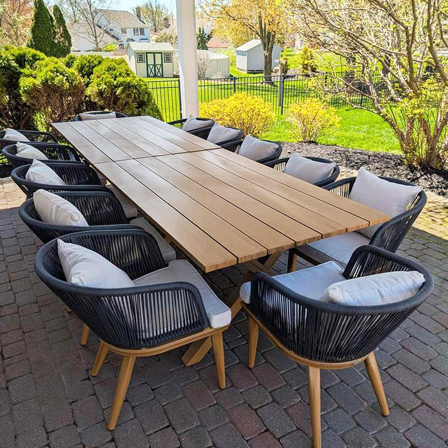 PURPLE LEAF Teak Patio Dining Set with Cushions and Pillow All-Weather Wicker Patio Table Set for Garden, Deck, and Yard