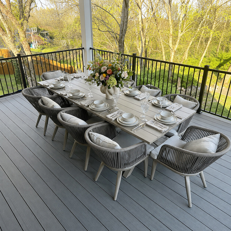 PURPLE LEAF Patio Dining Sets Aluminum Frame and Handwoven Wicker Chairs Set for Garden Deck, Cushions and Pillows included