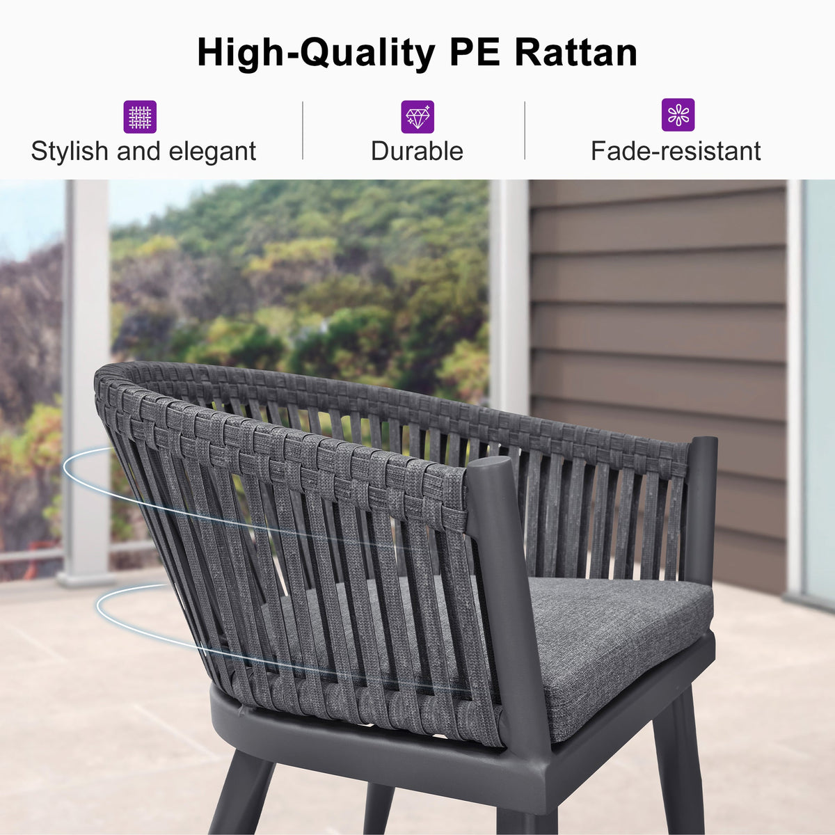 PURPLE LEAF 7/9/11 Pieces Outdoor Dining Set Aluminum Table & Wicker Rattan Chairs Modern Patio Furniture Set for Deck