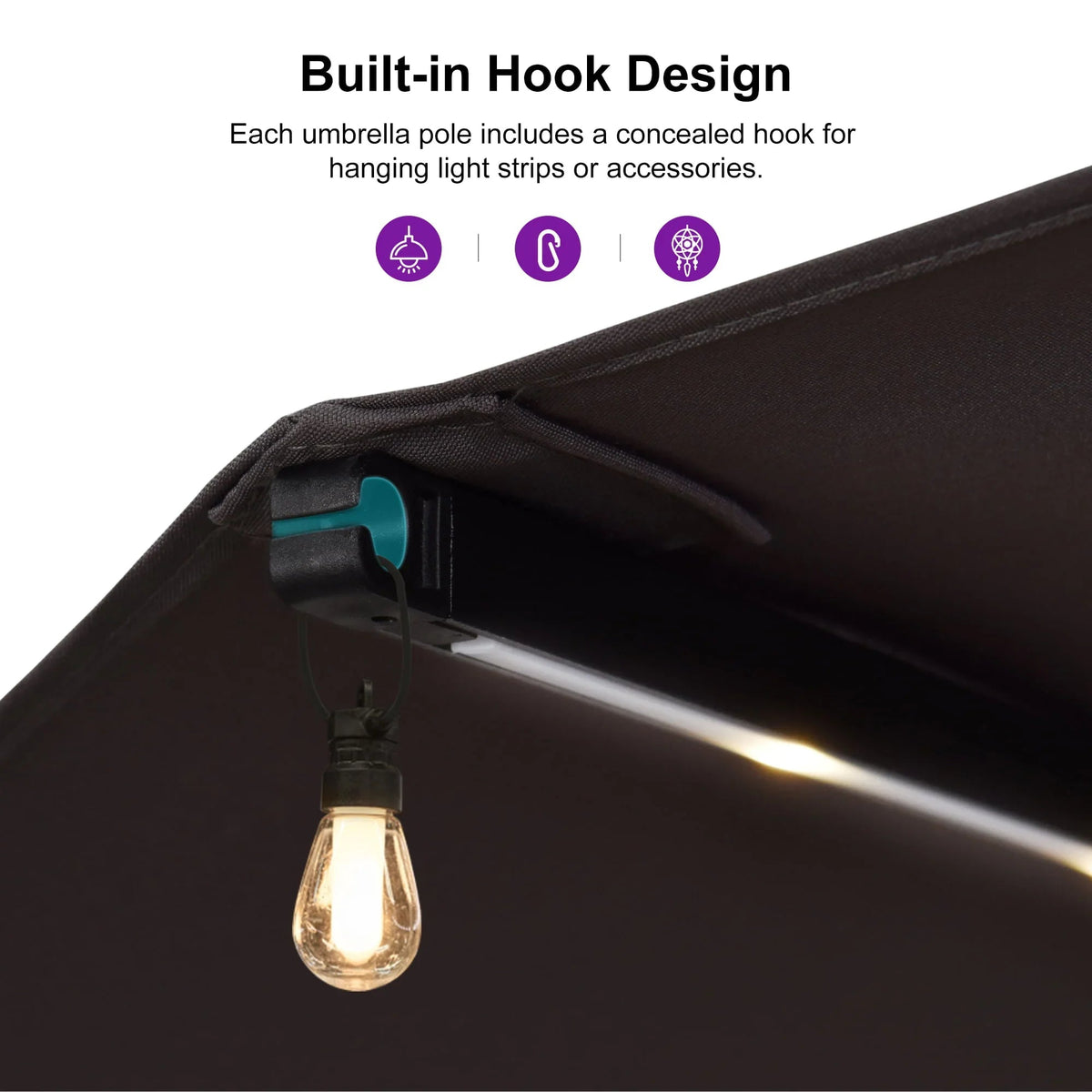 PURPLE LEAF Double Sided Patio Umbrella with Light Large Market Umbrellas with Base