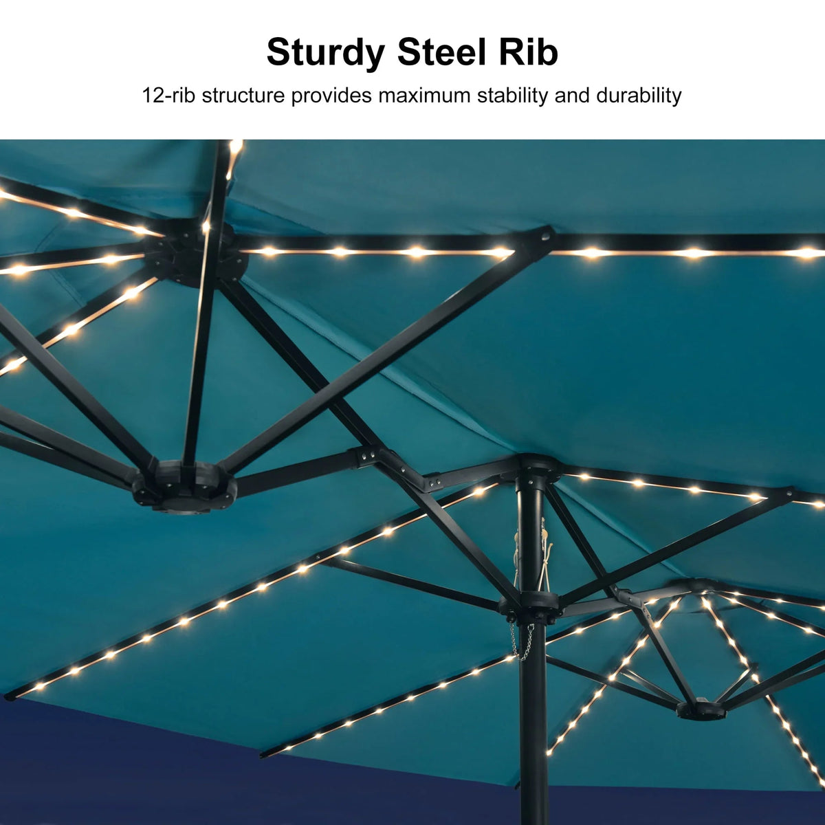 PURPLE LEAF Double Sided Patio Umbrella with Light Large Market Umbrellas with Base