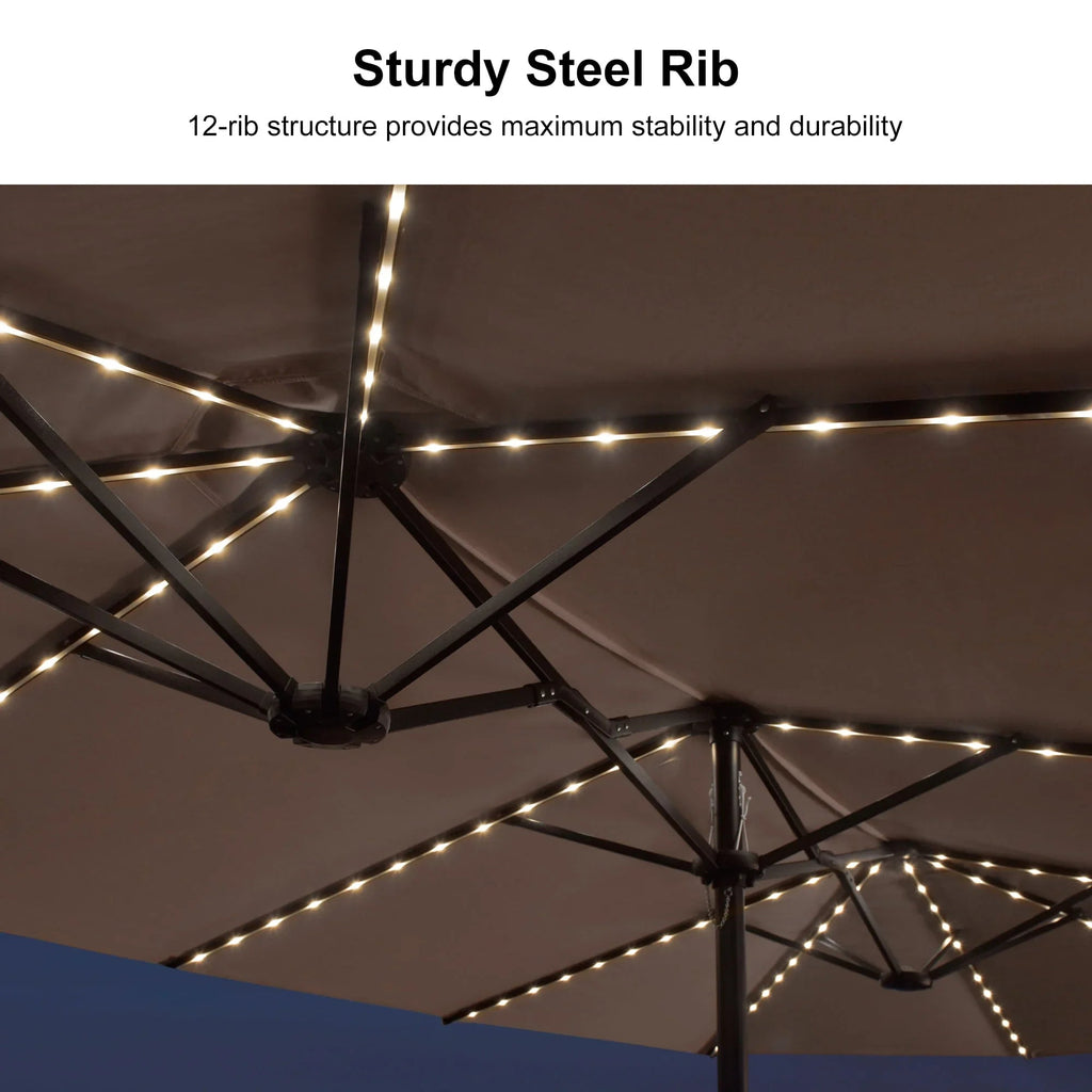 PURPLE LEAF Double Sided Patio Umbrella with Light Large Market Umbrellas with Base