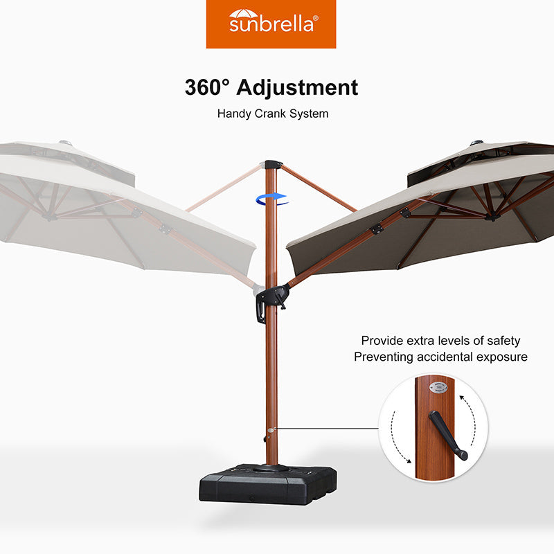 PURPLE LEAF SUNBRELLA Cantilever Umbrella Deluxe Wood Pattern Patio Umbrella