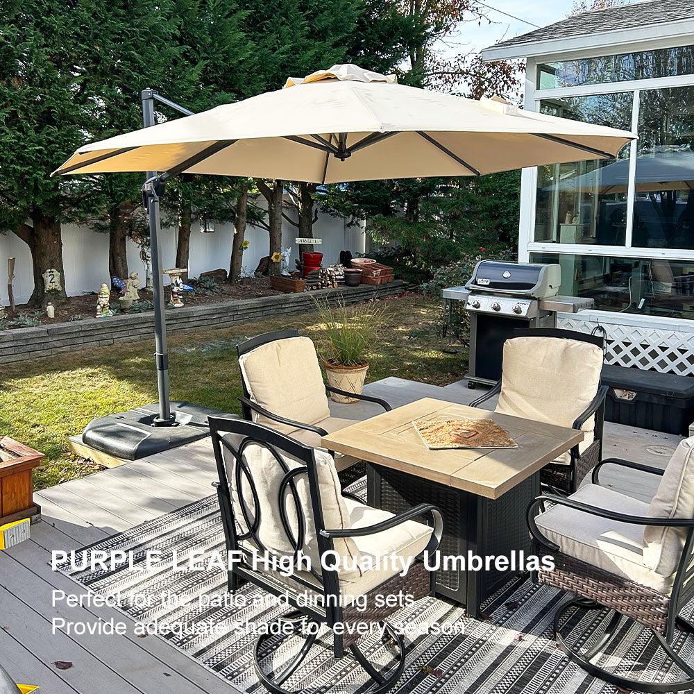 PURPLE LEAF Affordable Outdoor Umbrella with Base, Round Cantilever Umbrella for Garden