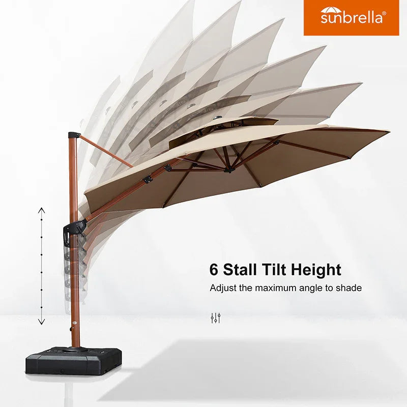 PURPLE LEAF SUNBRELLA Cantilever Umbrella Deluxe Wood Pattern Patio Umbrella