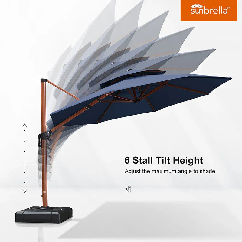 PURPLE LEAF SUNBRELLA Cantilever Umbrella Deluxe Wood Pattern Patio Umbrella