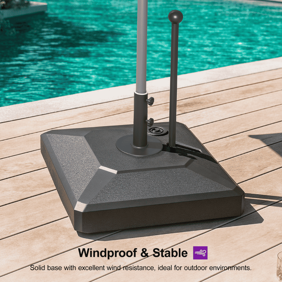 PURPLE LEAF Pull-to-Roll Wheeled Weighted Stand, 154 lbs Heavy-Duty Base for Outdoor Patio Market Umbrellas