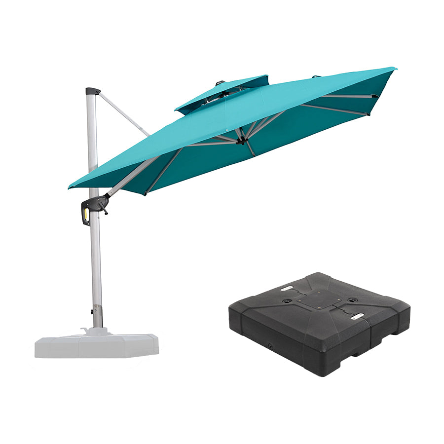 PURPLE LEAF – Parasol de terrasse avec base, parasol déporté pour piscine, bleu turquoise