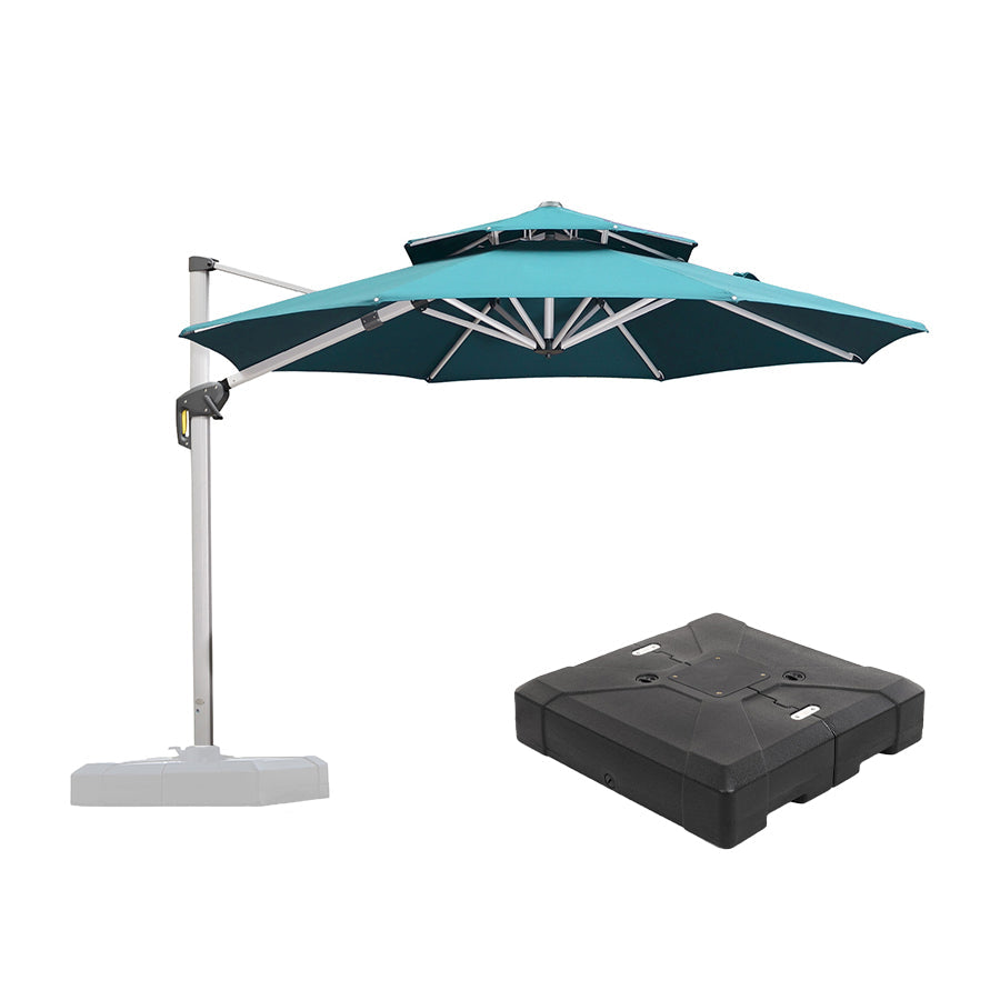 PURPLE LEAF – Parasol de terrasse avec base, parasol déporté pour piscine, bleu turquoise