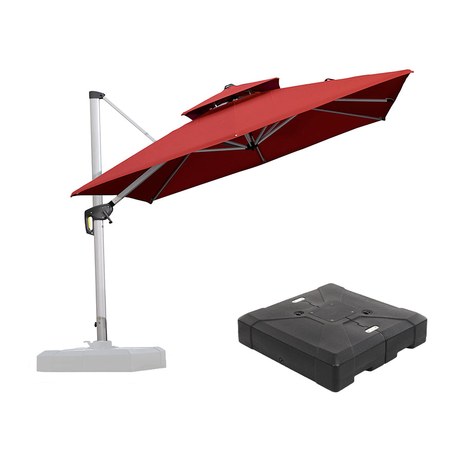 PURPLE LEAF Red Patio Umbrella with Base, Outdoor Cantilever Umbrellas