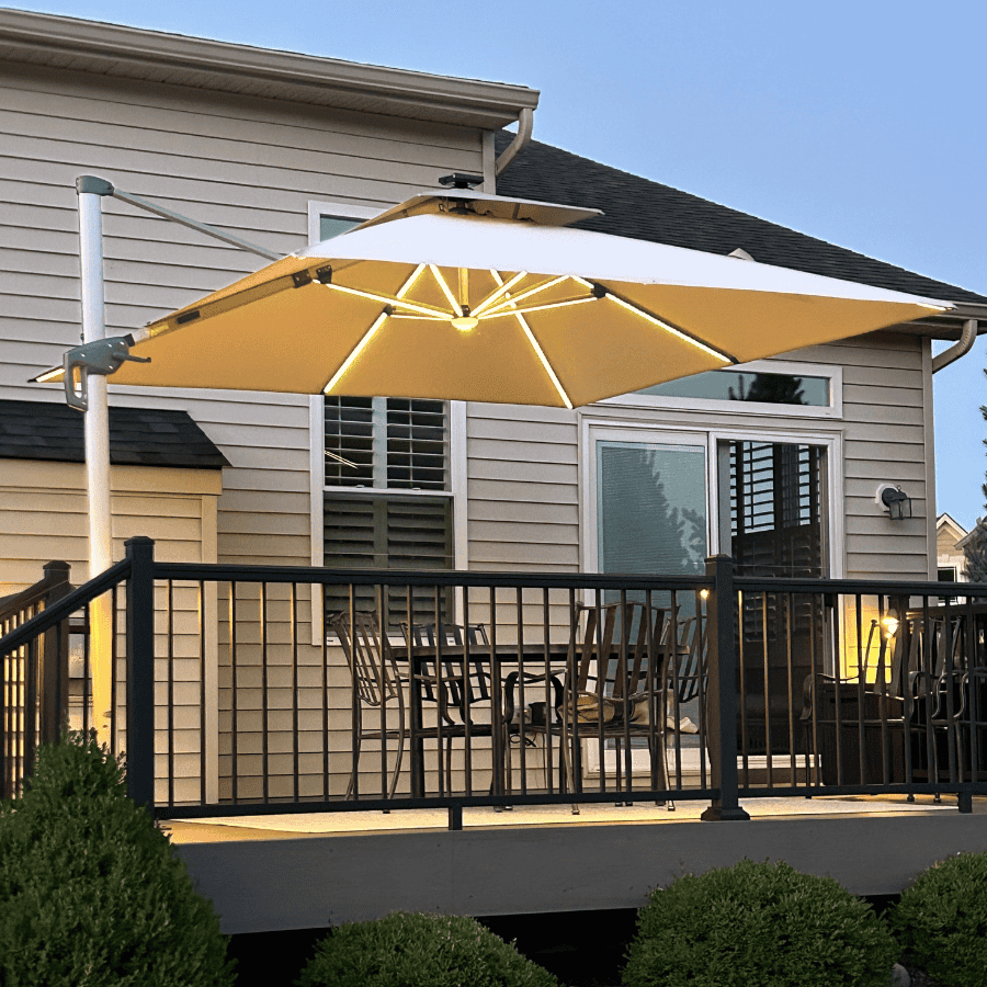 PURPLE LEAF Large Solar Yard Umbrellas Double Top Square Patio Umbrella with Lights