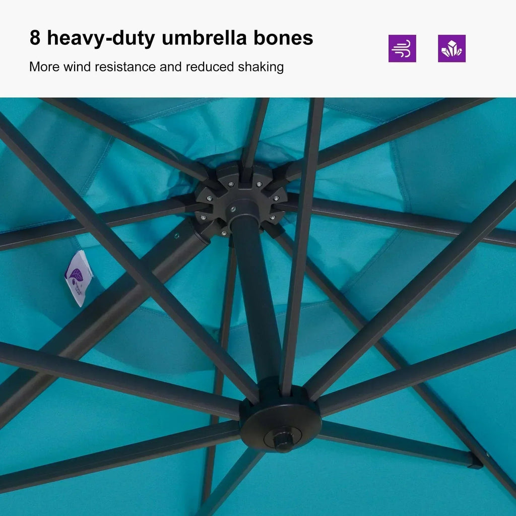 PURPLE LEAF Affordable Outdoor Umbrella with Base, Round Cantilever Umbrella for Garden