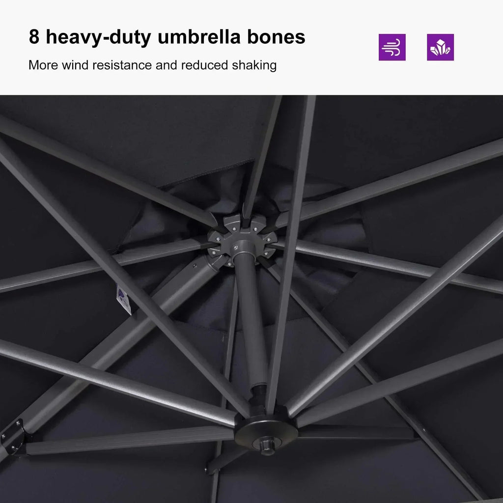 PURPLE LEAF Affordable Outdoor Umbrella with Base, Round Cantilever Umbrella for Garden