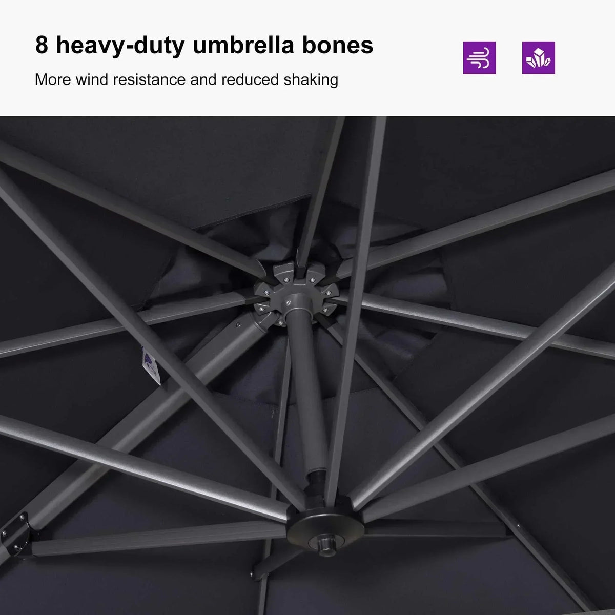 PURPLE LEAF Affordable Outdoor Umbrella with Base, Round Cantilever Umbrella for Garden
