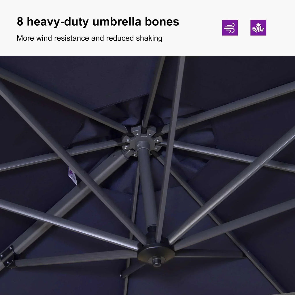 PURPLE LEAF Affordable Outdoor Umbrella with Base, Round Cantilever Umbrella for Garden