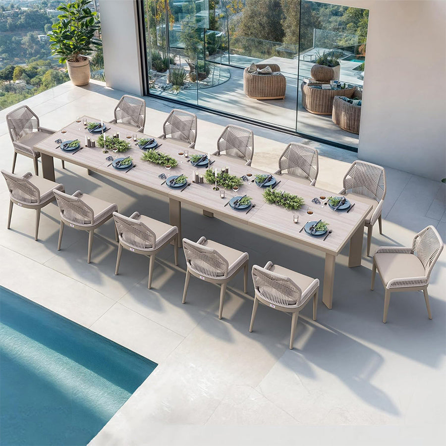 PURPLE LEAF 7/9/11 Pieces Patio Dining Set with Sunbrella Cushions All-Weather Wicker Patio Table and Chairs for Deck, Garden