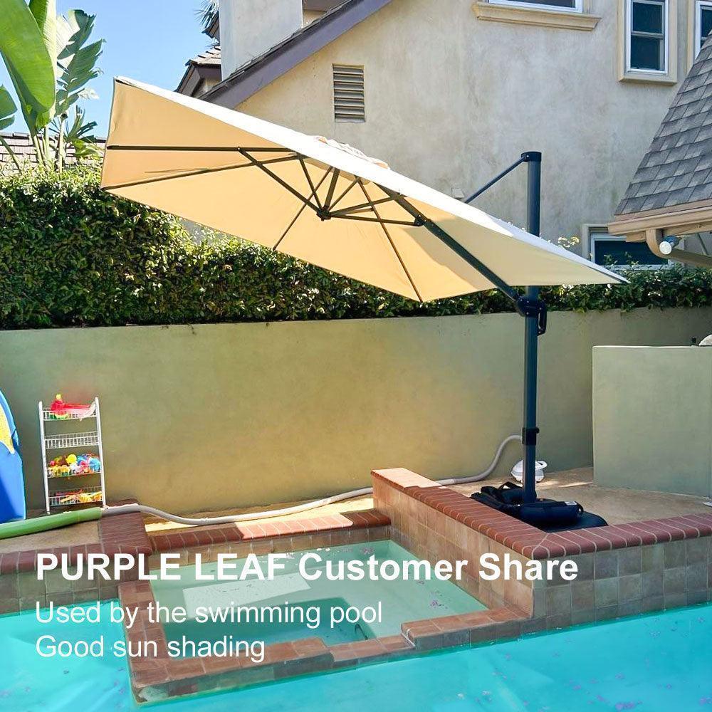 PURPLE LEAF Affordable Patio Umbrella with Base, Square and Rectangular Outdoor Umbrella