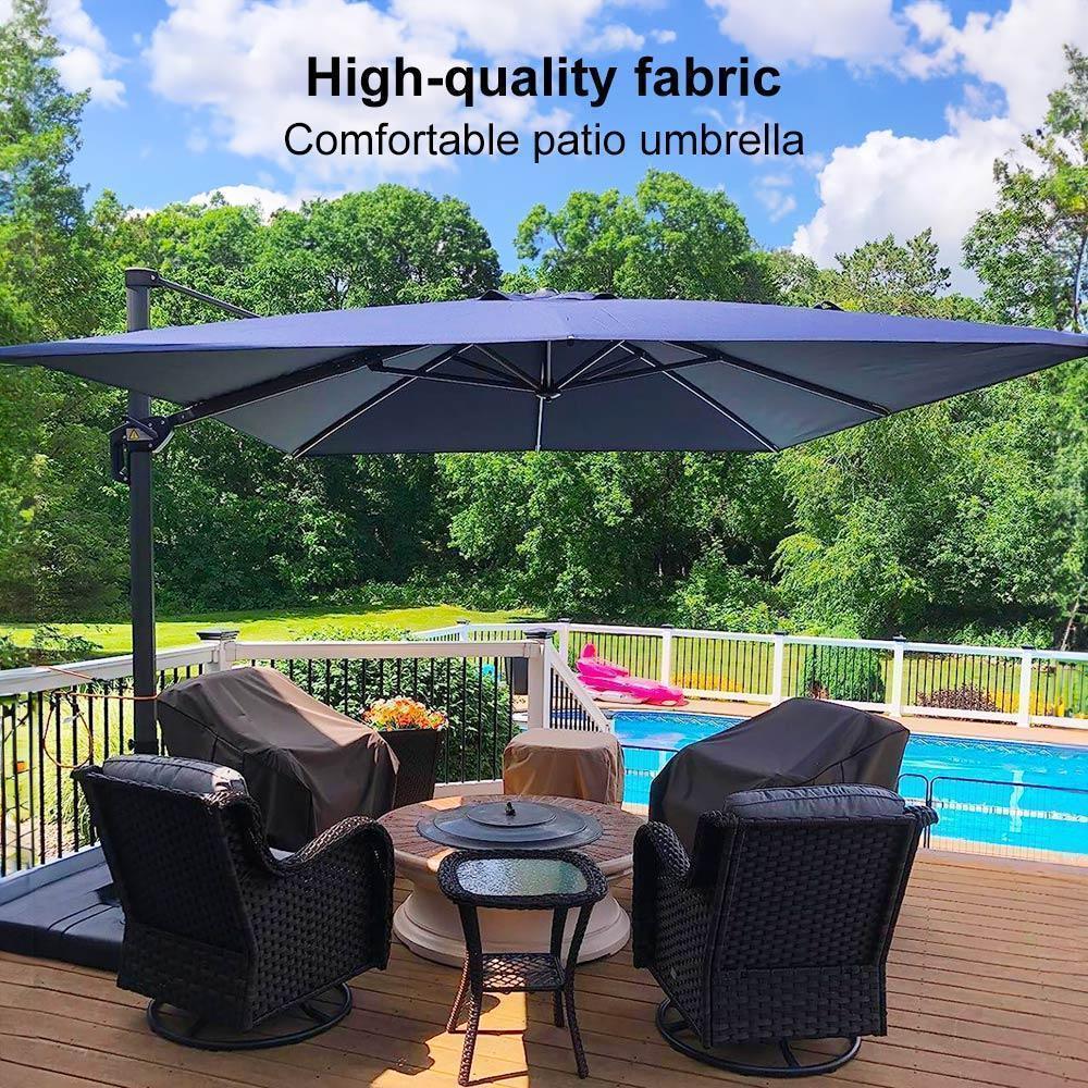 PURPLE LEAF Affordable Patio Umbrella with Base, Square and Rectangular Outdoor Umbrella