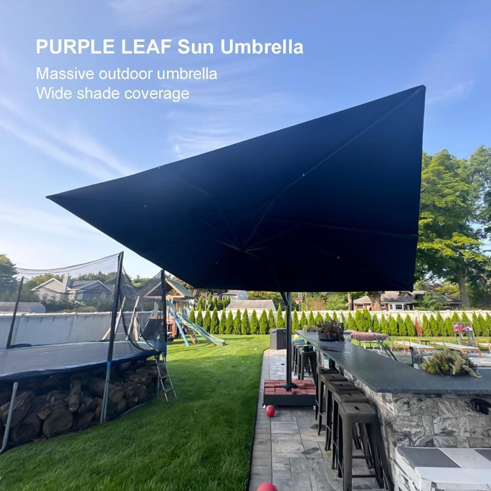 PURPLE LEAF Outdoor Sun Heavy Duty Large Cantilever Umbrella with Base