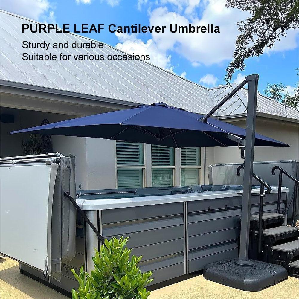 PURPLE LEAF Outdoor Sun Heavy Duty Large Cantilever Umbrella with Base