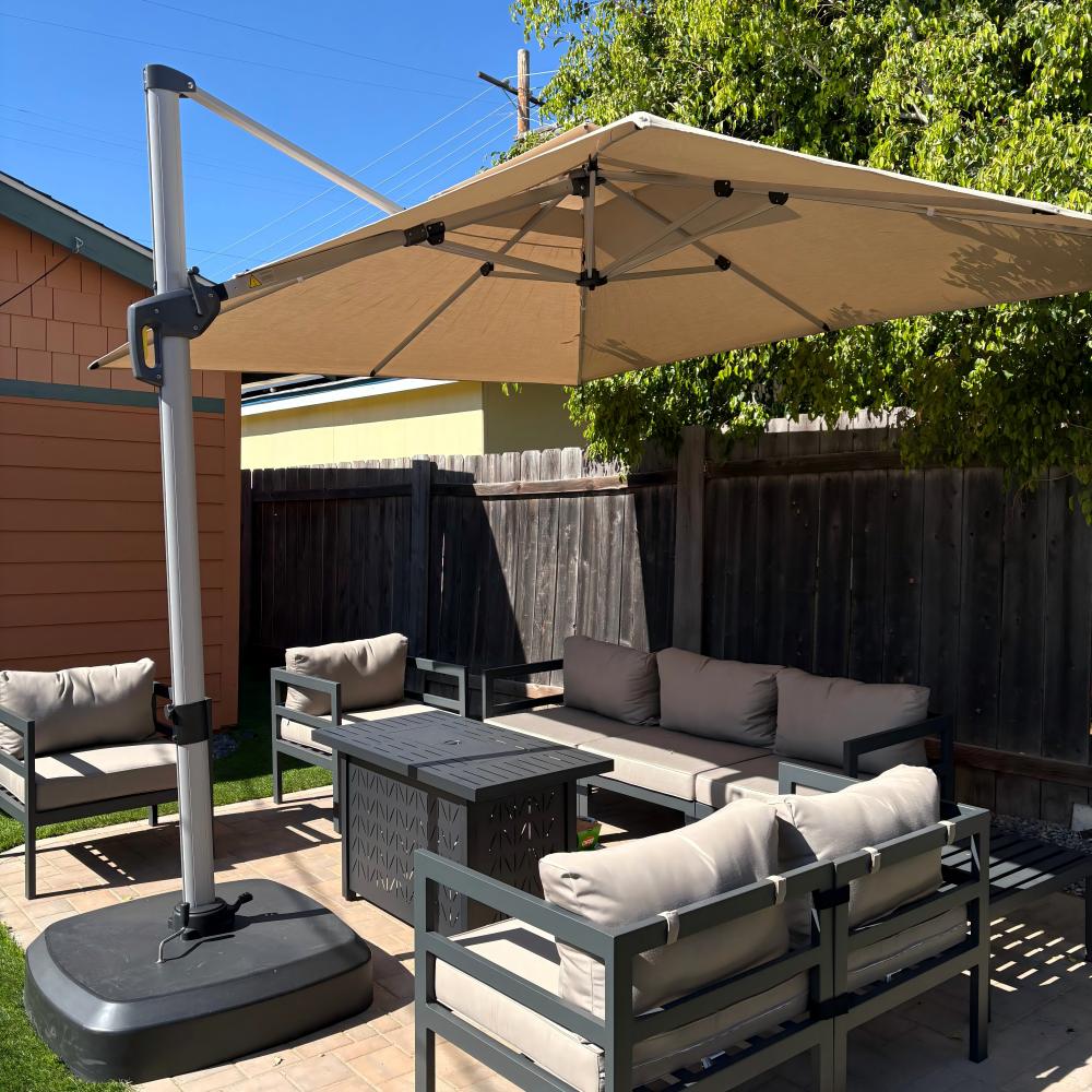 PURPLE LEAF – Parasol de terrasse Premium Classic SUNBRELLA déporté