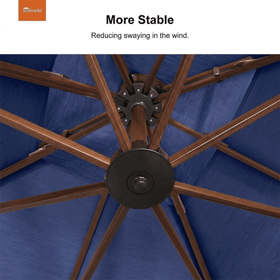 PURPLE LEAF SUNBRELLA Cantilever Umbrella Deluxe Wood Pattern Patio Umbrella