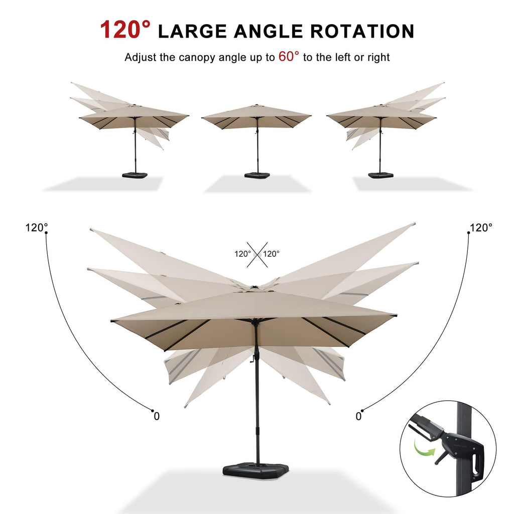 PURPLE LEAF – Parasol de terrasse déporté 10ft avec éclairage LED, rotation 360° et inclinaison