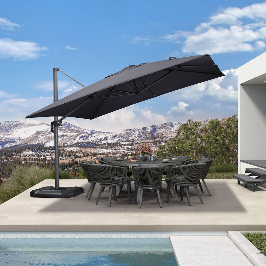PURPLE LEAF Cantilever Telescopic Outdoor Umbrella for Swimming Pool, Patio, Porch, Garden Umbrellas