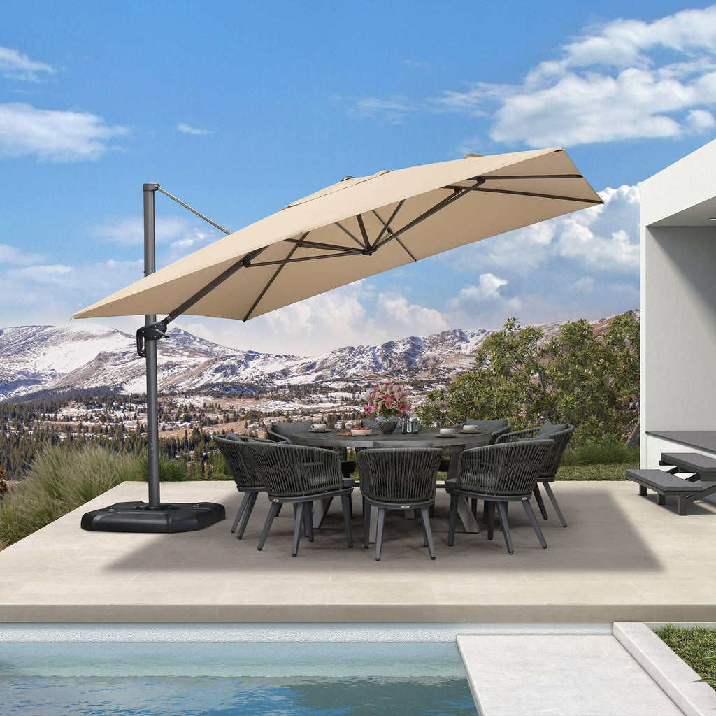 PURPLE LEAF Cantilever Telescopic Outdoor Umbrella for Swimming Pool, Patio, Porch, Garden Umbrellas