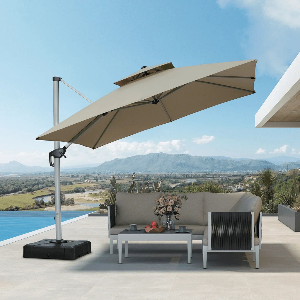PURPLE LEAF – Parasol de terrasse Premium Classic SUNBRELLA déporté