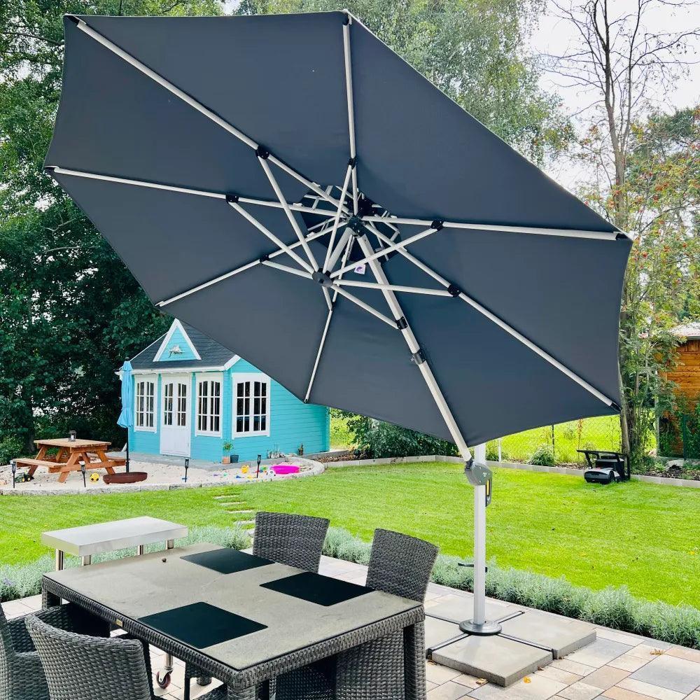 PURPLE LEAF Round Cantilever Patio Umbrella Heavy Duty Umbrella for Porch Garden Pool