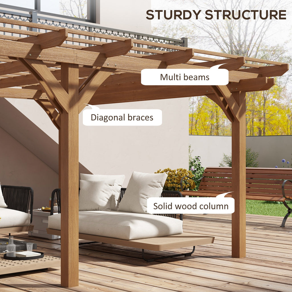PerArbor 12' x 16' Wood Pergola for Climbing Plants at Garden, Backyard, Brown