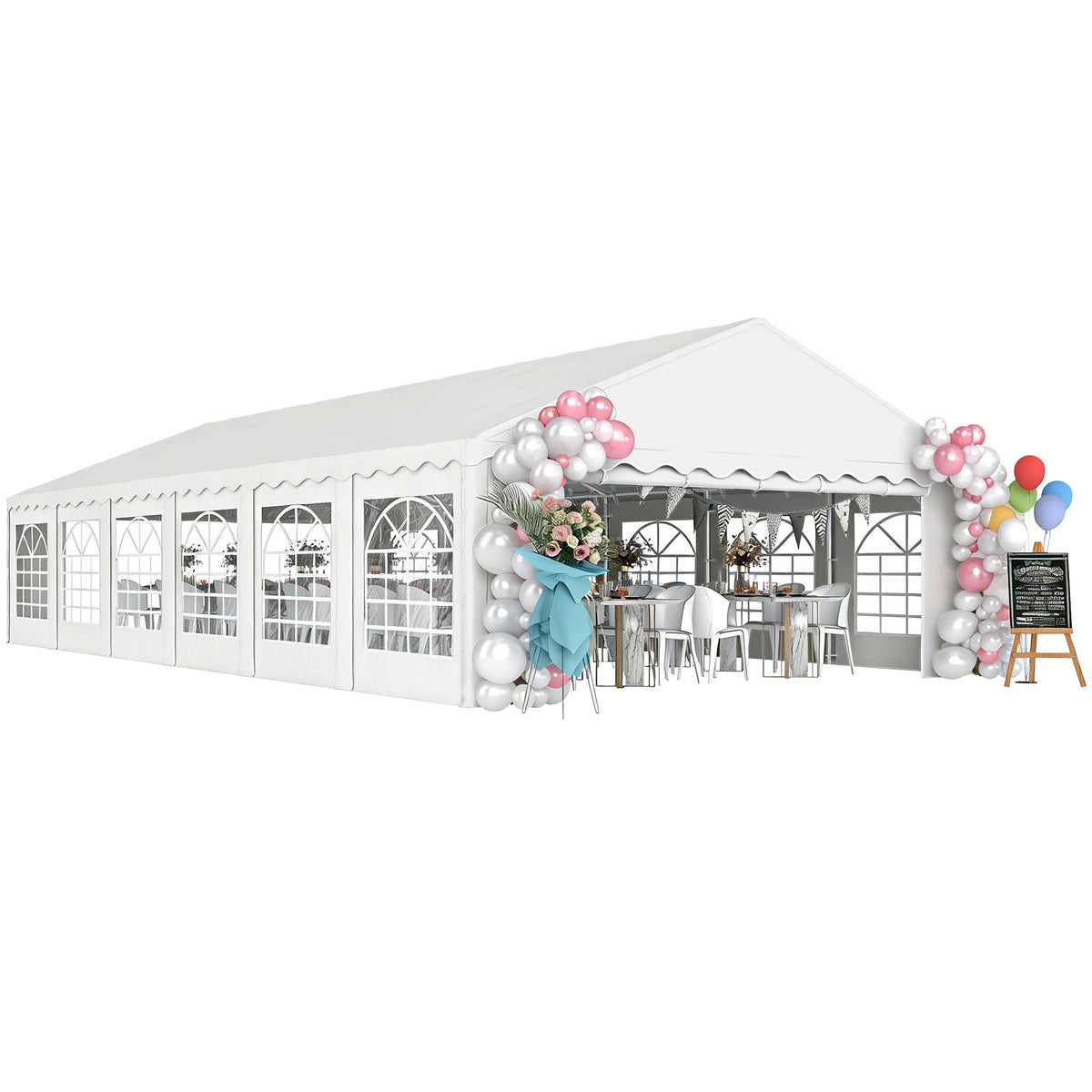 20' x 40' Heavy Duty Party Tent and Carport with Sidewalls, White