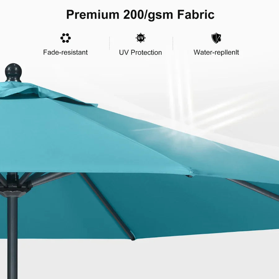 PURPLE LEAF Crank and Tilt Rectangular Outdoor Patio Market Umbrella with Base