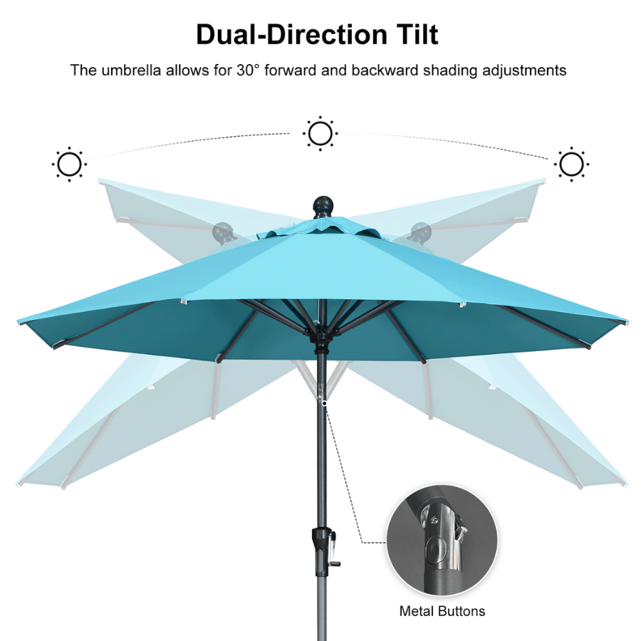 PURPLE LEAF Round Tiltable Patio Umbrella Poolside Porch Table Umbrella